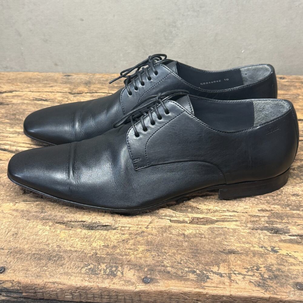 HUGO Hugo Boss Italian Made Black Leather Dress Shoes Men's Size 10